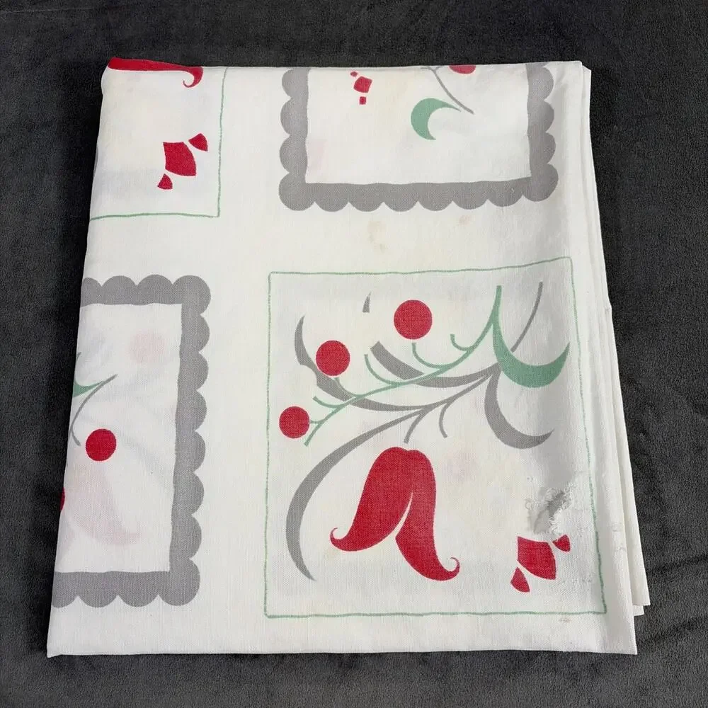 Vintage MCM Retro Tablecloth Outdoor Backyard Party Floral 54